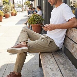 Marine Layer Men's Saturday Pant Athletic Fit Khaki Medium